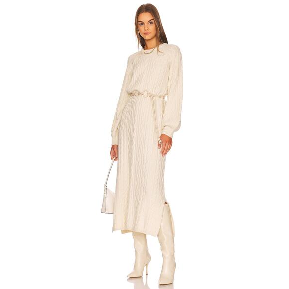 Show Me Your MuMu Dresses & Skirts - Show Me Your Mumu Barb Chunky Cable Knit Belted Maxi Sweater Dress Cream M